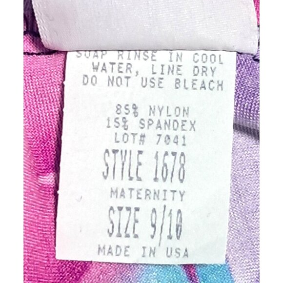 Special Delivery Maternity Swimsuit Size 9/10 Purple & Blue Swirl Made In USA V - Picture 3 of 7